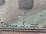 an image of a painting of a man sitting on a bench