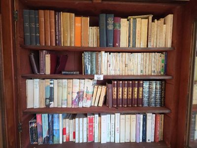 a book shelf with many books on it