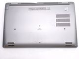 a close up of a silver laptop with a white background