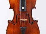 a close up of a violin with a bow on a white background