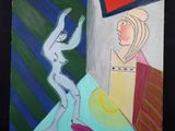 un tableau représentant une personne debout dans une pièce