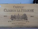 a wooden box that has a wine label on it
