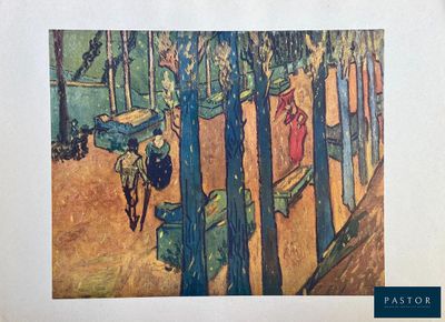une photo d'un tableau représentant une personne assise sur un banc