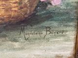 a picture of a painting of a basket of flowers