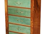 an image of a wooden chest of drawers with green drawers