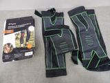 a pair of knee pads and a bag on a couch