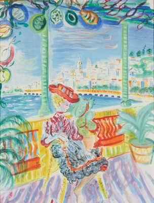 D'après TERECHKOVITCH « Terrasse animée » Lithographie 78 x …