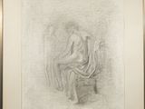 l'image d'un dessin représentant une femme assise sur une chaise