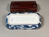 pair of chinese blue and white porcelain rectangular dishes