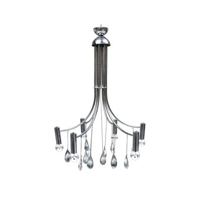Lustre en métal chromé Fabrication des années 70 Moderne