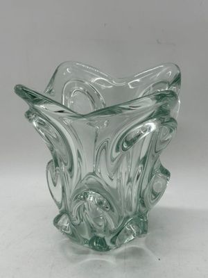 Vase en cristal à décor de coulures et à col mouvementé - Photo 1