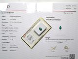 un certificat sur lequel figure l'image d'une pierre verte