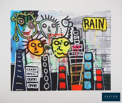 une photo d'une photo d'une ville recouverte de graffitis