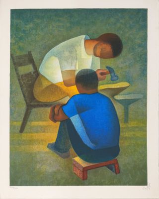 Louis TOFFOLI (1907-1999) L’échoppe du cordonnier - 1989 Lit…