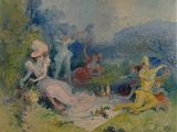 an image of a painting of a group of people in a field