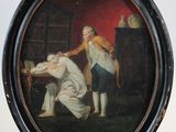 tableau représentant un homme et une femme dans une pièce où se trouve une table