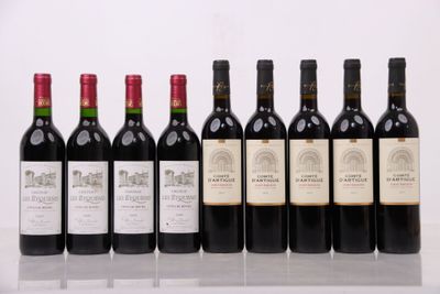 six bouteilles de vin sont alignées sur une table