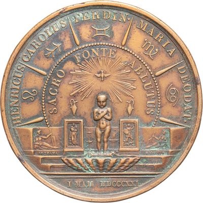 an image of a bronze medal with a picture of a baby on it