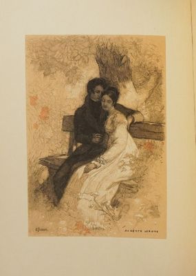 a drawing of a woman and a monkey sitting on a bench