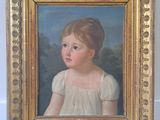 tableau représentant une jeune fille en robe blanche, dans un cadre doré