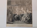 a drawing of a group of people standing in a room