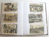 an open book with pictures of people and animals on it