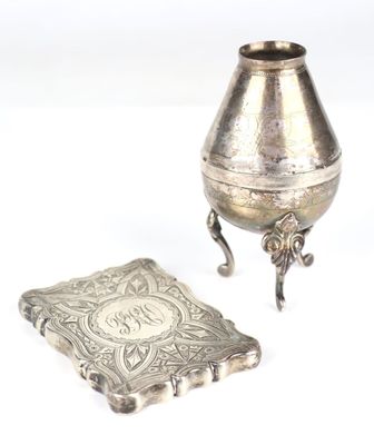 ANGLETERRE, BUCKINGHAM. Étui à cartes en argent à décor cise…