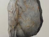 painting of a rock hanging from the side of a wall