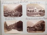 an old photo of a bunch of pictures of a town and mountains