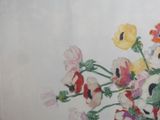 a painting of flowers in a vase on a table