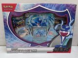 la boîte est ouverte pour montrer le contenu du jeu de cartes Pokémon