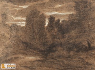 Ecole de Barbizon Forêt et ciel orageux