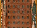 an image of a painting of a wooden frame with writing on it