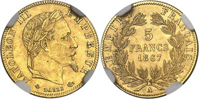 a gold coin with a woman ' s head and laurels on it