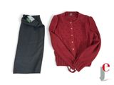 une photo d'un pull, d'un pantalon et d'une veste sur fond blanc