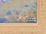a painting of a group of people sitting in a field