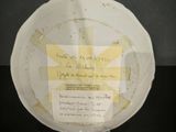 a white plate with a note on it on a table
