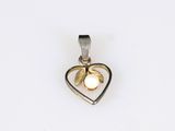 a close up of a heart shaped pendant with a pearl in it