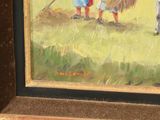 a painting of a group of people in a field