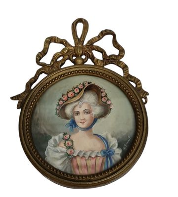 une image représentant un tableau où l'on voit une femme portant un chapeau
