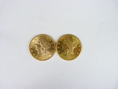 2  pièces de 20 dollars or Liberty ou "Double eagles, 1900