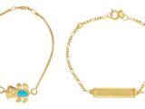 deux bracelets en or ornés de pierres turquoise sur fond blanc