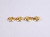 a pair of gold plated earrings on a white background