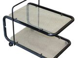 two tiered trays on wheels with a mesh top