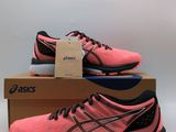 asics gelevo running shoes in pink and black