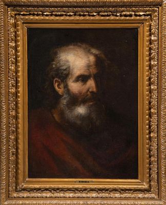 un tableau représentant un vieil homme barbu, dans un cadre doré