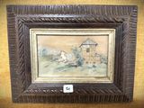 une image d'une photo d'un tableau représentant une maison accrochée au mur