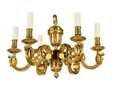 an image of a golden chandelier with five lights