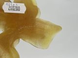 a close up of a piece of fruit with a price tag on it