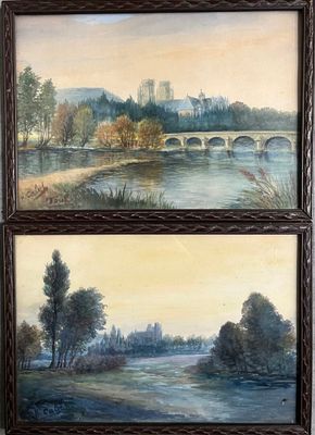 H. CALOT Cathédrale de Toul et paysage.